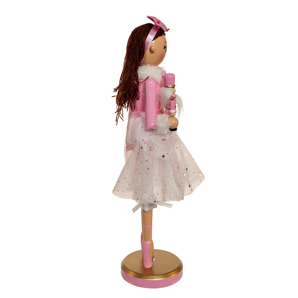 Kurt Adler 12-Inch Pink Clara with Brunette Hair Ballerina Nutcracker